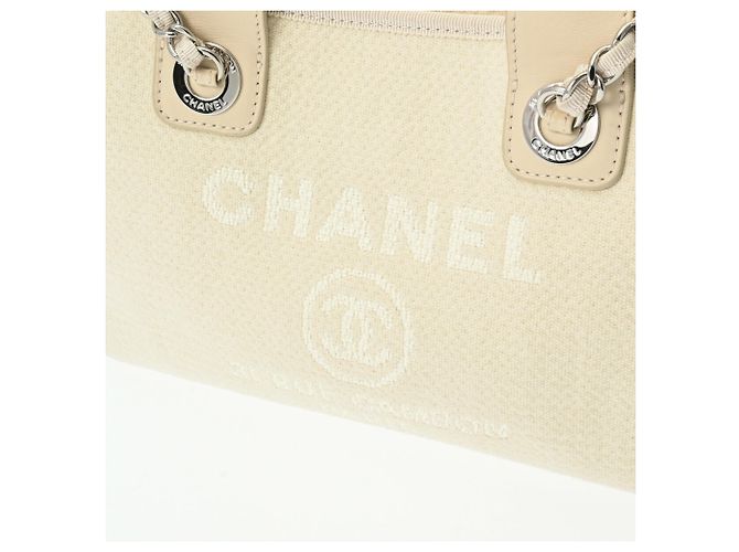Borsa da bowling Chanel Deauville Bianco sporco - vista 9
