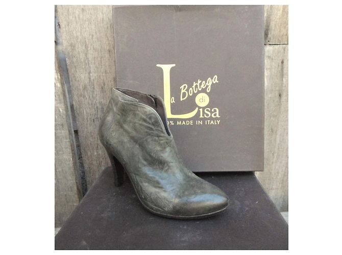 Autre Marque Botines La Bottega di Lisa de cuero kaki Caqui - vista 2