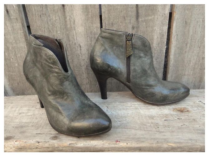 Autre Marque Botines La Bottega di Lisa de cuero kaki Caqui - vista 4