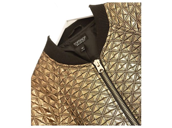 Giacca bomber trapuntata dorata Topshop - vista 3
