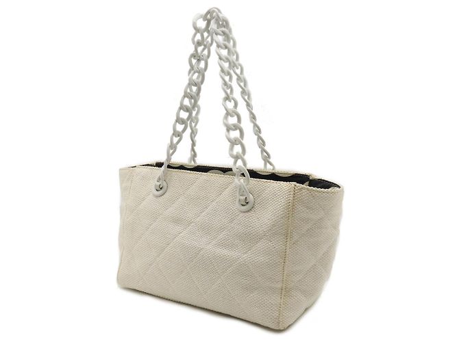 Borsa Tote Chanel Matelassé Coco Mark Bianco - vista 3