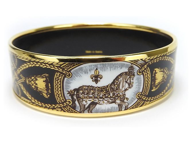 Hermès Hermes Cloisonné Emaille Armreif Schwarz Mehrfarben Golden - Ansicht 4
