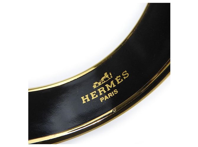 Hermès Hermes Cloisonné Emaille Armreif Schwarz Mehrfarben Golden - Ansicht 5