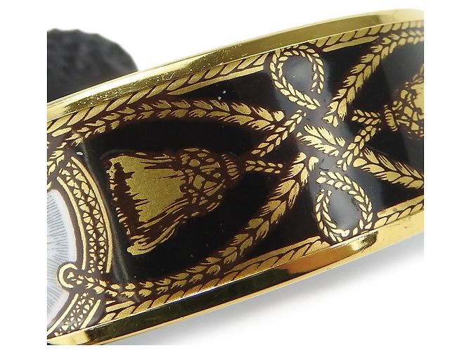 Hermès Hermes Cloisonné Emaille Armreif Schwarz Mehrfarben Golden - Ansicht 7