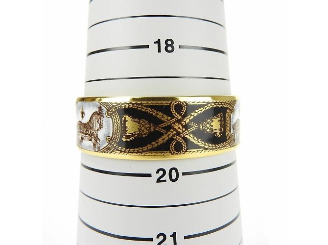Hermès Hermes Cloisonné Emaille Armreif Schwarz Mehrfarben Golden - Ansicht 9