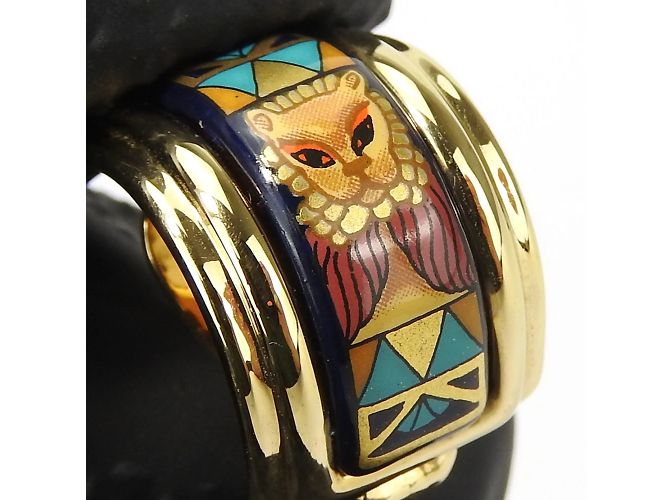 Hermès Hermes Mehrfarbige Clip-Ohrringe Blau Mehrfarben Golden - Ansicht 3