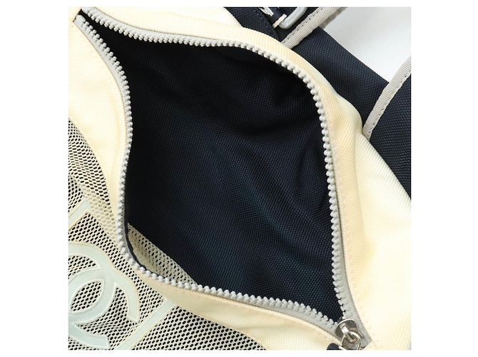 Borsa Boston Chanel Sport Line Coco Mark Marrone Bianco Blu navy - vista 10