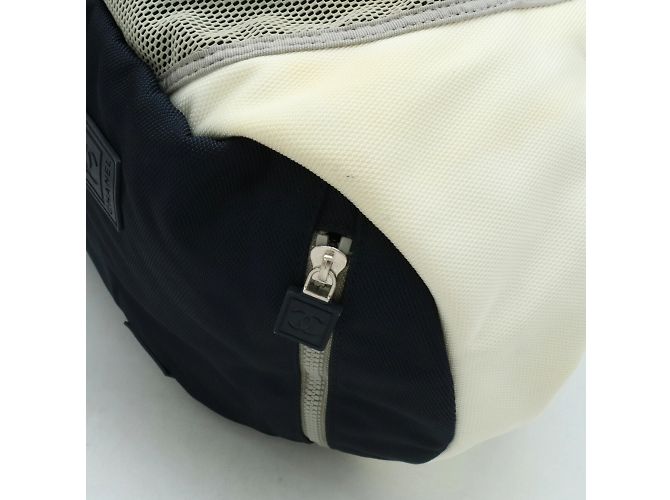 Borsa Boston Chanel Sport Line Coco Mark Marrone Bianco Blu navy - vista 4