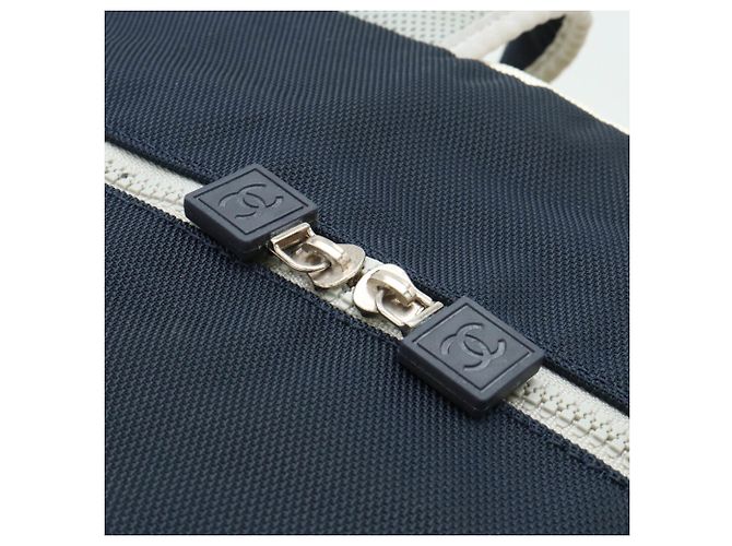 Borsa Boston Chanel Sport Line Coco Mark Marrone Bianco Blu navy - vista 7
