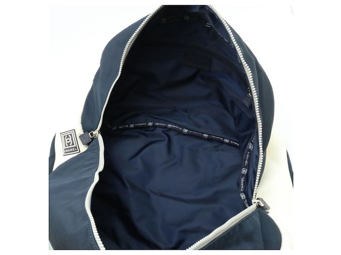 Borsa Boston Chanel Sport Line Coco Mark Marrone Bianco Blu navy - vista 8