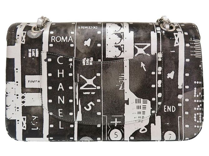 Borsa a spalla Chanel Matelassé 25 Stampa a Doppio Faldone Nero Argento - vista 3
