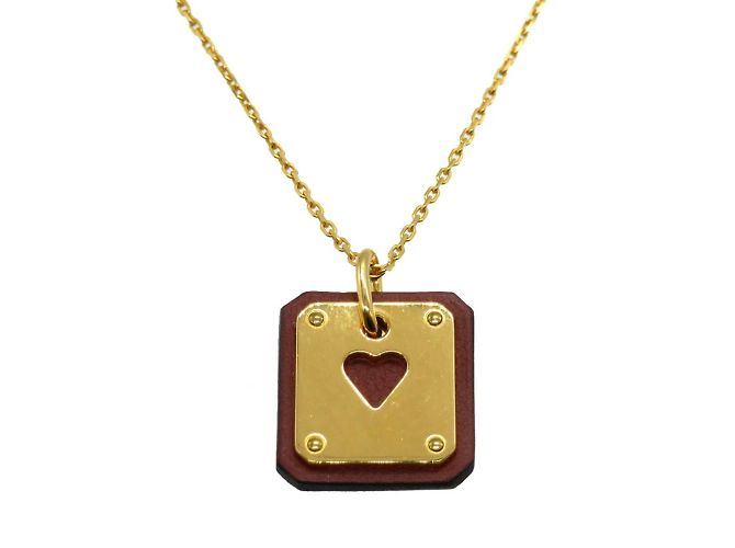 Hermès Collana Hermes As de Coeur PM Cuore Swift Pelle Oro Z stampato D'oro - vista 2