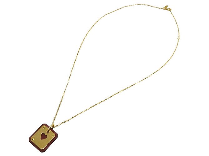 Hermès Collana Hermes As de Coeur PM Cuore Swift Pelle Oro Z stampato D'oro - vista 3