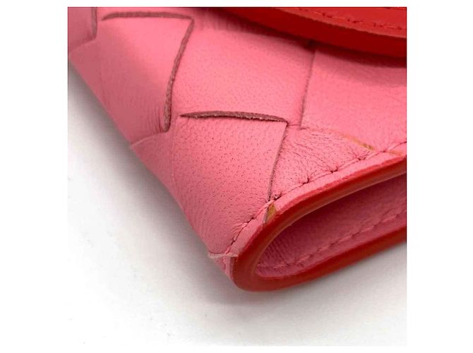 Billetera Bifold de Nappa Bottega Veneta Rosa Roja - vista 3