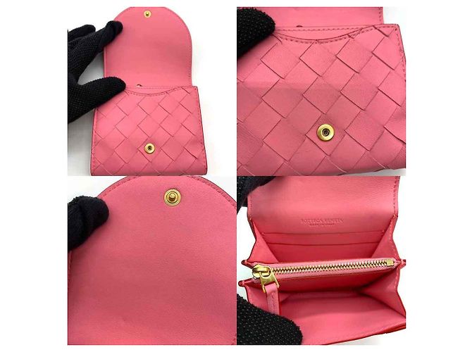 Billetera Bifold de Nappa Bottega Veneta Rosa Roja - vista 6