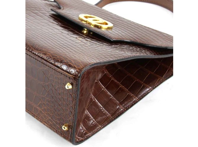 Céline Borsa a mano quadrata Celine in pelle marrone - vista 4