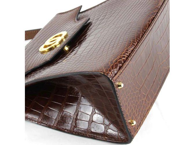 Céline Borsa a mano quadrata Celine in pelle marrone - vista 5