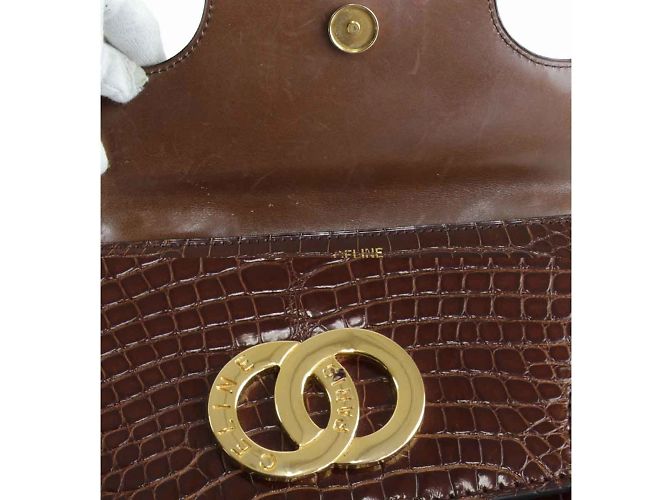 Céline Borsa a mano quadrata Celine in pelle marrone - vista 9