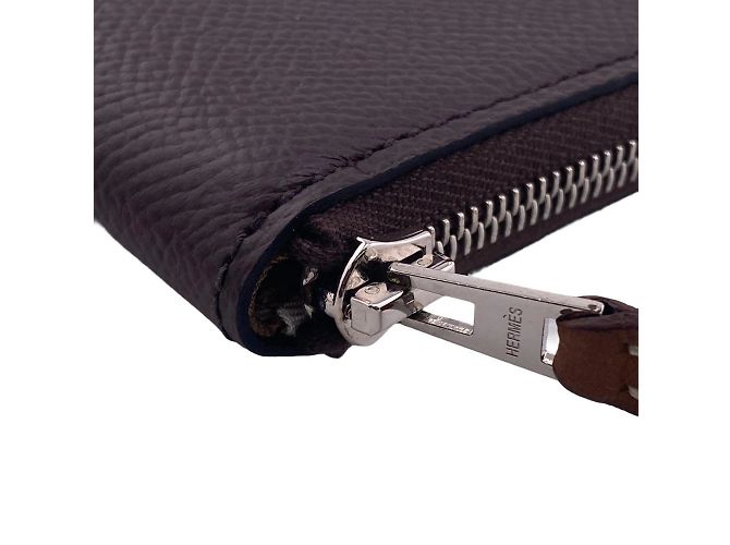 Monedero de seda Azap en cuero Epsom de Hermès Castaño Beige - vista 4