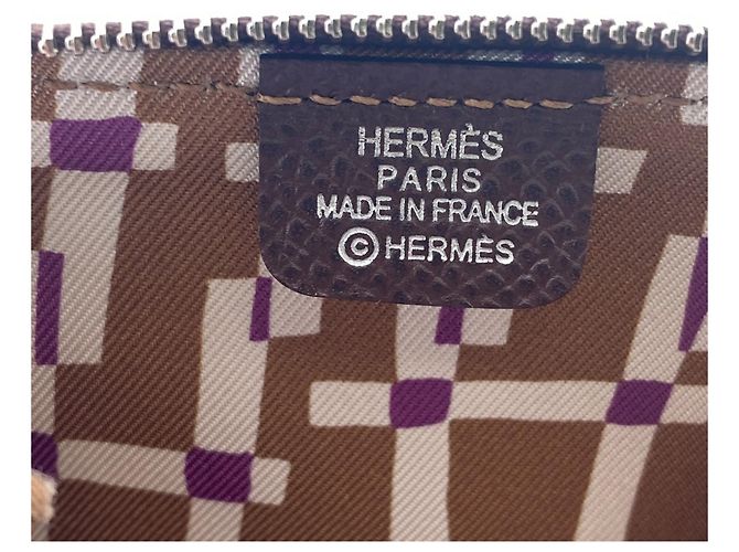 Monedero de seda Azap en cuero Epsom de Hermès Castaño Beige - vista 8