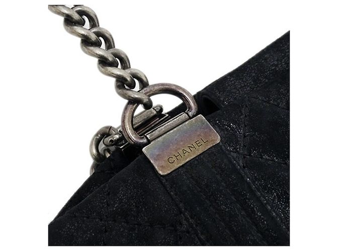 Borsa Tote Chanel Boy in suede nero - vista 17