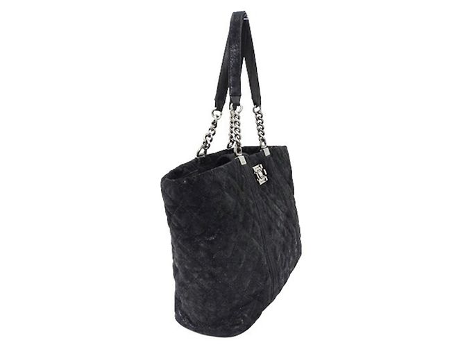 Borsa Tote Chanel Boy in suede nero - vista 5