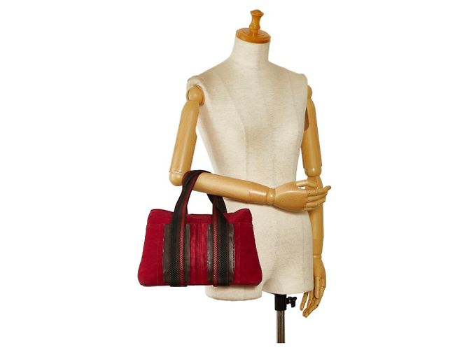 Hermès Borsa tote Hermes Troca Horizontal MM Marrone Rosso - vista 9