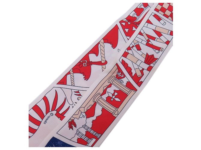 Foulard in seta Twilly di Hermès Bianco Rosso Blu navy - vista 2