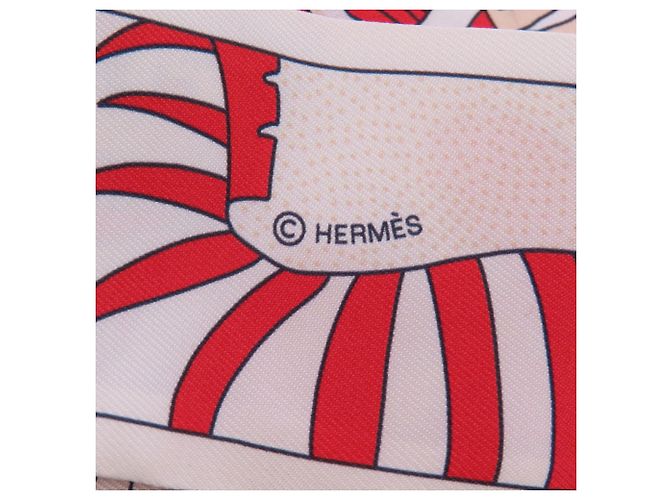 Foulard in seta Twilly di Hermès Bianco Rosso Blu navy - vista 4
