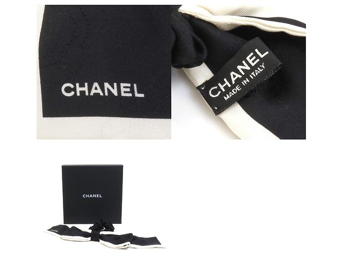 Scrunchie in seta Chanel in bianco e nero - vista 5