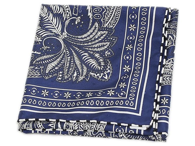 Garden Foulard Hermès 55 Bandana Giardino di Maharani Nero Bianco Blu - vista 3