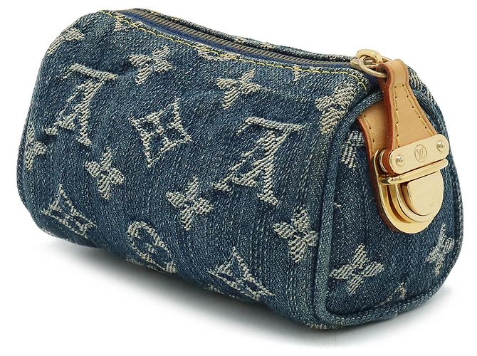 Speedy Pochette in denim Monogram Louis Vuitton Blu - vista 3