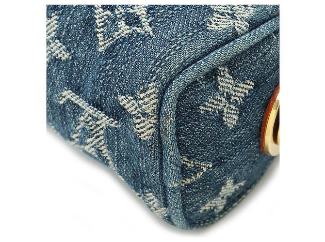 Speedy Pochette in denim Monogram Louis Vuitton Blu - vista 4