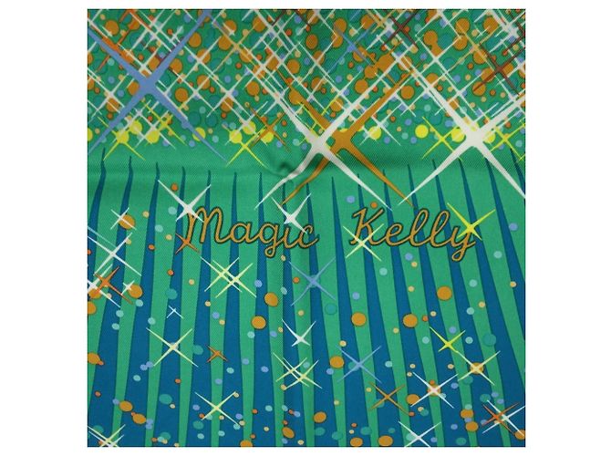 Hermès Écharpe en soie Hermes Carre 90 Magic Kelly Multicolore Orange - vue 6