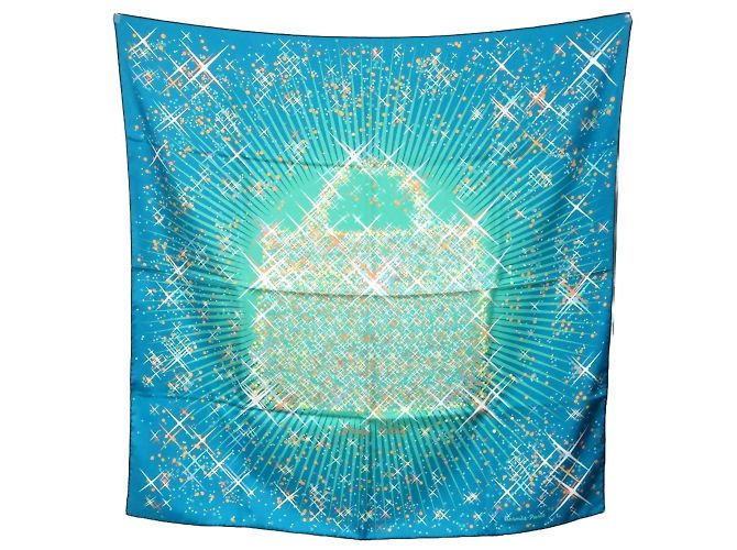 Hermès Écharpe en soie Hermes Carre 90 Magic Kelly Multicolore Orange - vue 9