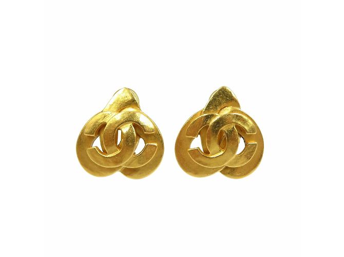 Orecchini in metallo dorato Chanel Coco Mark D'oro - vista 2