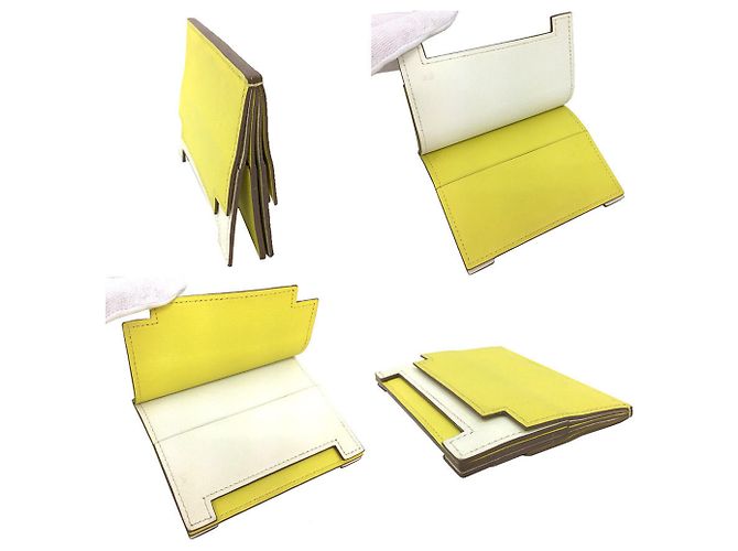 Hermès Funda para tarjetas Hermes Multipris en Amarillo Limón y Blanco Dorado - vista 2