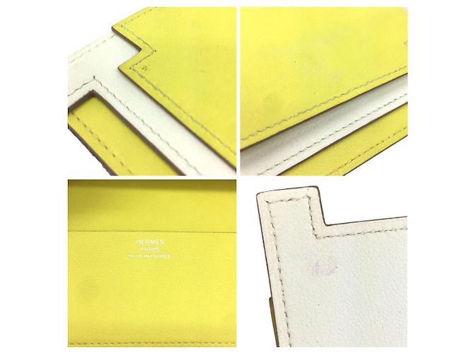Hermès Funda para tarjetas Hermes Multipris en Amarillo Limón y Blanco Dorado - vista 3