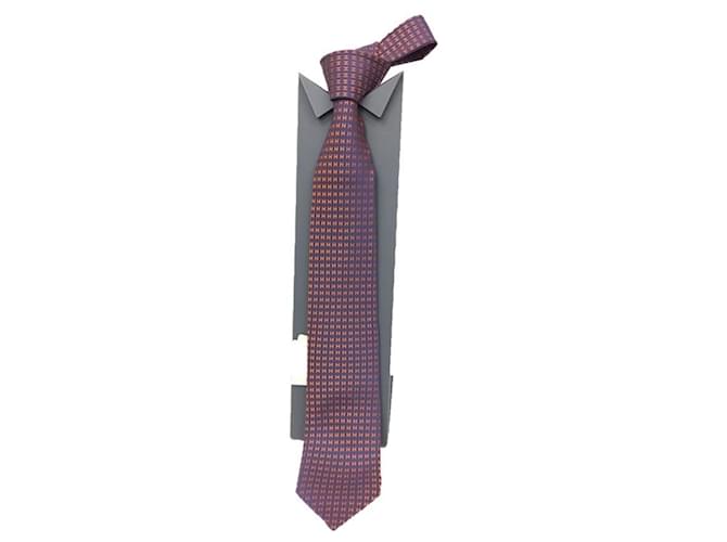 Cravatta in seta Hermès arancione e viola Porpora - vista 2