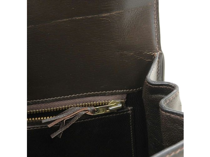 Hermès Borsa Hermes Drag 27 in pelle box cioccolato - vista 7