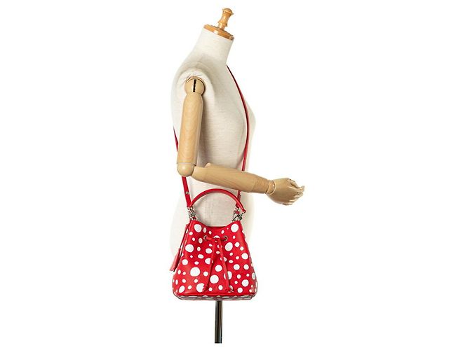 Néonoé Sac à main Louis Vuitton LV x YK Yayoi Kusama Monogram Empreinte NeoNoe BB Blanc Rouge - vue 11