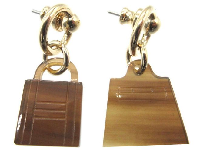 Hermès Orecchini a lucchetto Kelly Maroquinier Hermes Marrone - vista 2