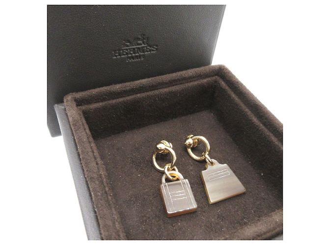 Hermès Orecchini a lucchetto Kelly Maroquinier Hermes Marrone - vista 3