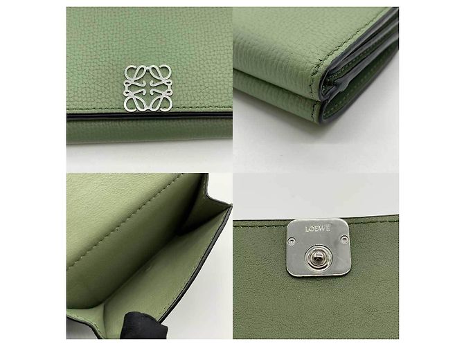 Billetera bi-fold de cuero verde Loewe - vista 4