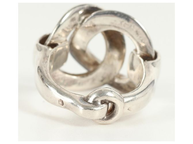 Hermès Hermes Silver 925 Double Horsebit Band Ring Silvery - view 3