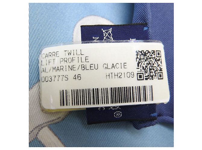 Bufanda de seda Hermès Carre 90 Azul Amarillo Azul marino - vista 8