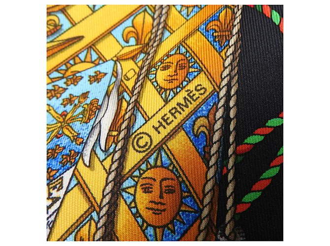 Sciarpa Hermès Carré 90 in nero e oro D'oro - vista 9
