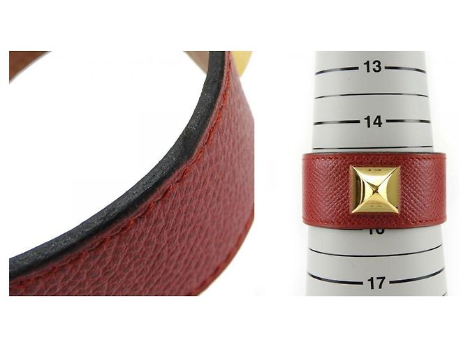 Bracciale charm in pelle Epsom Medor di Hermès Rosso - vista 10