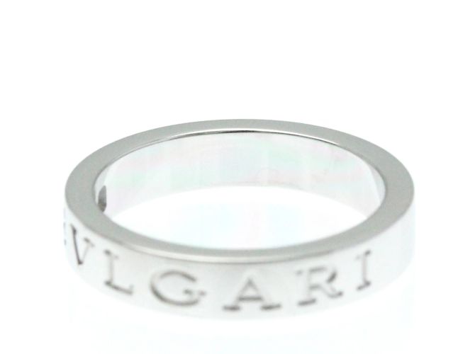 Bulgari Anello in oro bianco con doppio logo Bvlgari e diamanti - vista 7