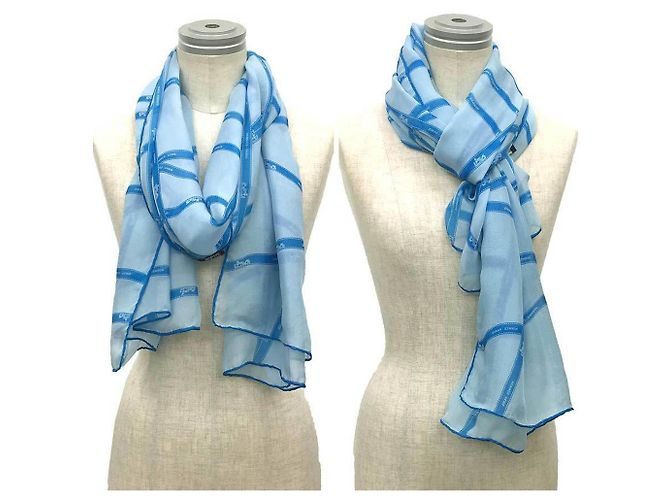 Hermès Mousseline Schal Bolduc Hermes Blau - Ansicht 2